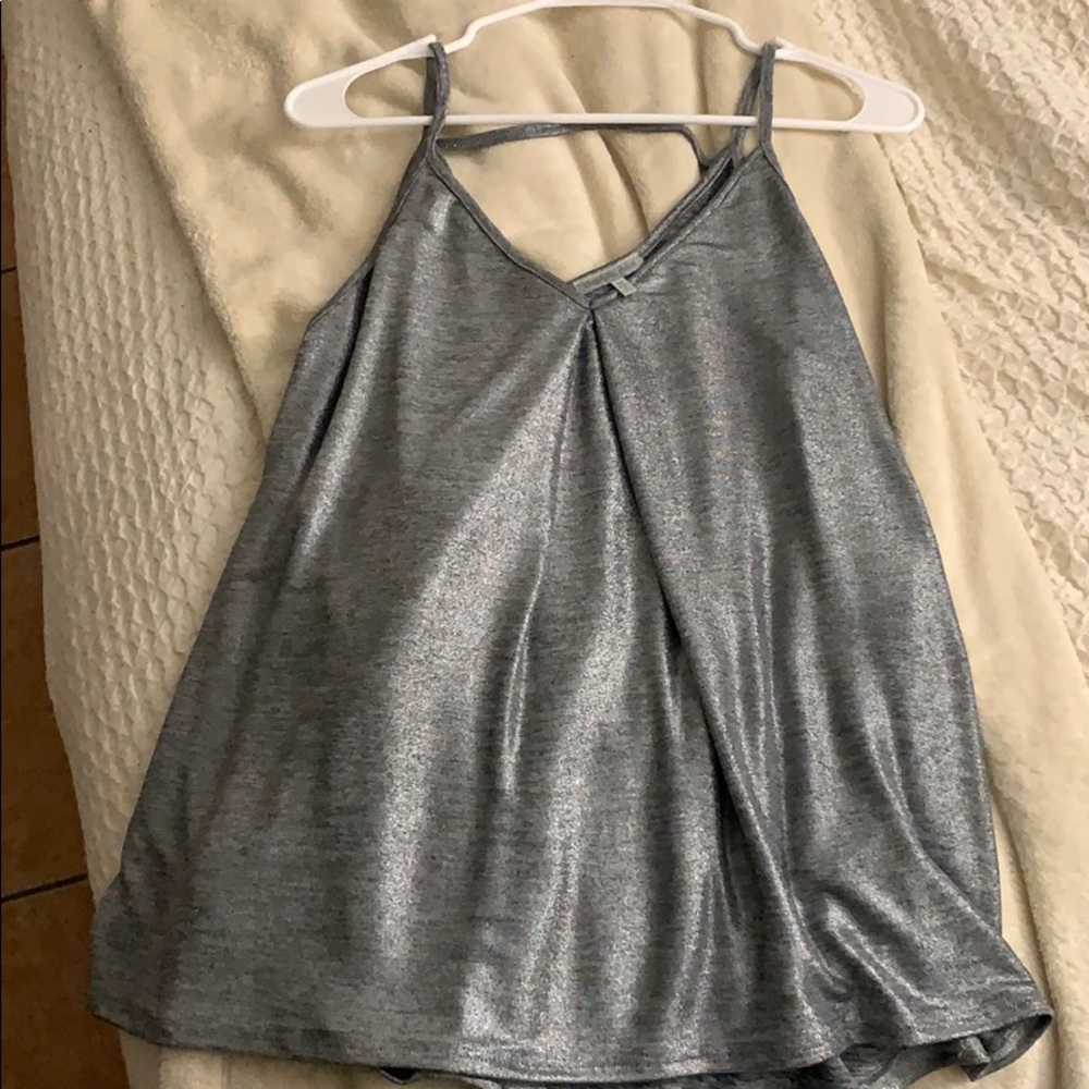 Charlotte Russe Gray shiny tank top.